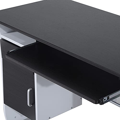 HOMCOM Computertisch Winkelschreibtisch mit Schubladen Schreibtisch Bürotisch Anti-Rutsch Metall MDF Schwarznuss+Silber… – Bild 5