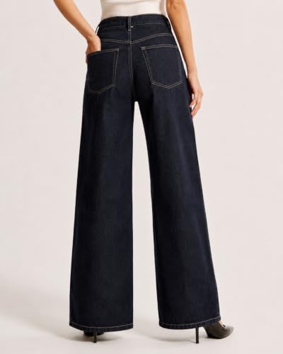 Image of GRECIILOOKS Denim Jeans for Women High Rise Waist | Relaxed Baggy Jeans for Woman Bootcut Wide Leg | Casual Loose Fit Denim Jean with Secure Zip & Button Closure | Stylish Everyday Wear Pant