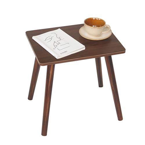 Small Side Table Mid Century Modern End Tables Living Room Wood Accent Bed Side Table with Solid Wood for Bedroom Office Small Spaces Walnut Brown