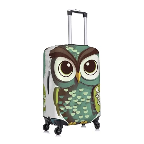 Travel Luggage Cover Cartoon Green Cute Owl Suitcase Cover Protector Elastic Luggage Protector Anti-Scratch Travel Baggage Covers Waterproof Suitcase Sleeve Fits 18-32 Inch Suitcases X-Large3