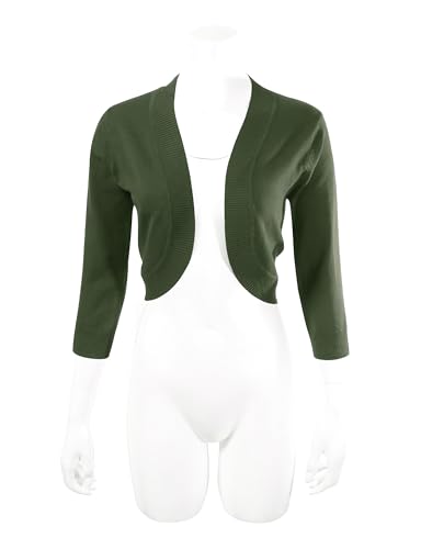 Image of Allsense Women's 3 /4 Sleeve Bolero Shrug for Dresses | Open Front Cropped Cardigan, Lightweight Knit Dress Cover Up