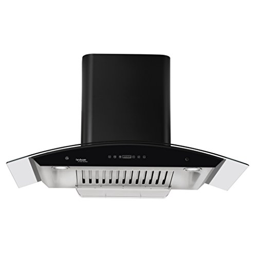 Hindware Smart Appliances | Nevio 90 cm | 1200 m3/hr Auto Clean Chimney | Baffle Filter | Curved Glass | Wall Mounted (Black)
