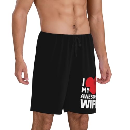 I Love My Awesome Wife Pajama Shorts for Men, Men's Pajama Bottoms, Sleepwear for Summer2