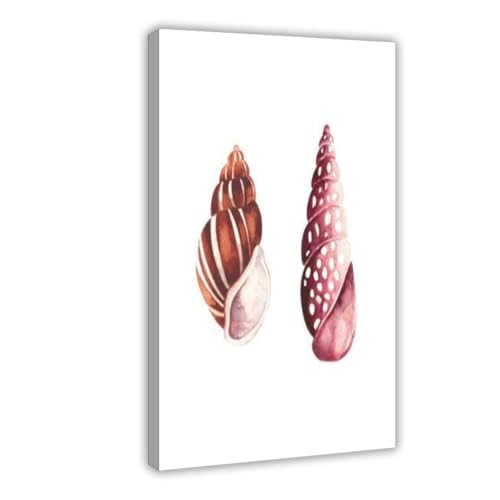 Peinture aquarelle coquillage bord de mer - Grand choix déco murale nature et salon zen