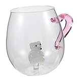 COLLBATH Taza de Vidrio con Figura de Oso Polar Interior Asa Forma de Corazón Diseño Festivo para Chocolate Caliente Café Té Navidad y Fiestas
