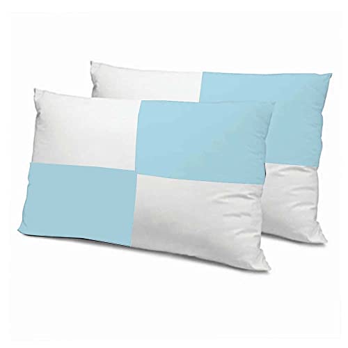 Image of Adjustable Hollow Fibre Sleeping Pillow Dream Fibre Pillow Bed Pillow Pillows for Sleeping Luxurious 2 Piece Microfiber Pillow Extra Soft Hotel Quality Pillow Light Blue and White16x24