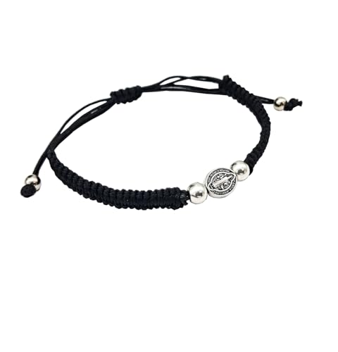 Pulsera de san Benito -Pulsera negra de hilo macrame-Benito amuleto protector...