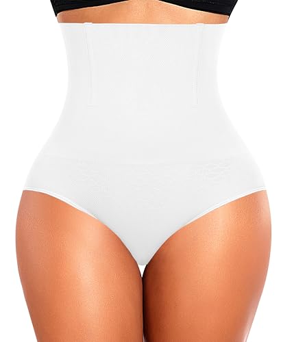 Werena Tummy Control Shapewear Panties For Women Seamless High Waist Shaping Body Shaper Girdle Underwear (#1 White (with bones),X-Large)