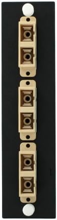 Leviton 5F100-3BC Opt-X 3-pk Plate with SC Duplex Adapters (Beige), Phosphor Bronze Sleeve, 6 Fibers, Black