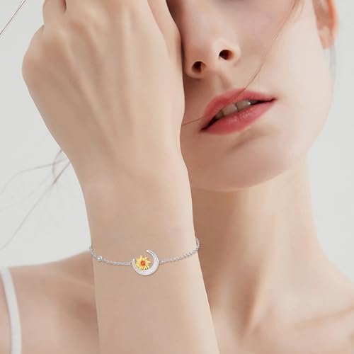 Bracelet lune et soleil argent 925 opale cadeau idéal elle - 6