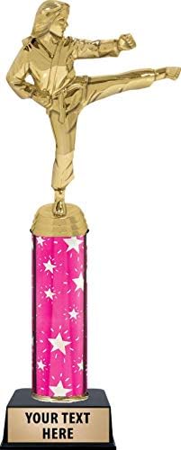 Crown Awards Karate Female Trophies, Personalized Pink Karate Female Trophy, Engraving Included Prime