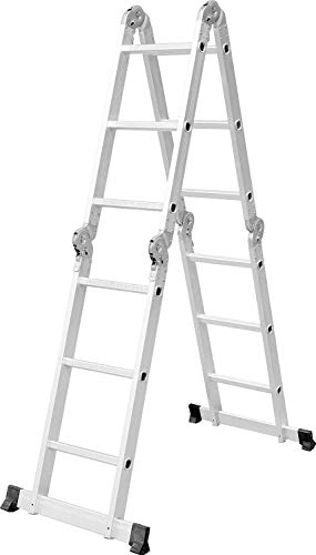 12.5ft Multi-Purpose Folding Extendable Step Ladder Lightweight Scaffold Ladder W/2 Plate 330 Pound Capacity