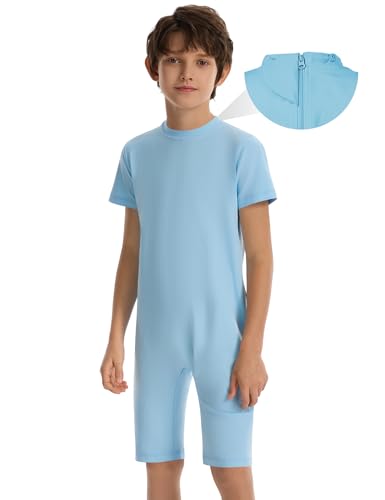 SPOFOR Kids Adaptive Sensory Jumpsuit for Autism SPD Anti-Strip Romper with Back YKK Zipper Guard for boy and girl