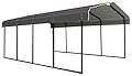 Arrow Carports Full-Size Galvanized Steel Carport Kit, Wind and Snow Rated, Corrosion-Resistant Powder-Coated Metal Frame for Vehicles, Boats, Equipment, and Storage, 12' x 20' x 7', Gunmetal