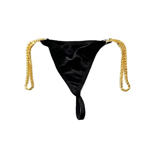 Zangoiry Black Crystal Thong Panties for Women - One-Size, 1 Count - Low Rise, Solid, Stretchable...