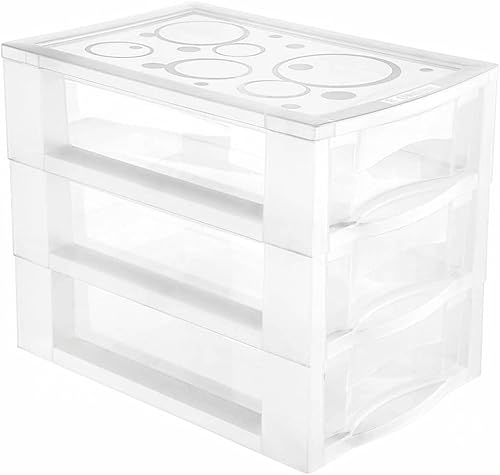 Ordene - Gaveteiro Plástico Médio com 3 Gavetas, Cor Cristal, Linha Bel, Ordene
