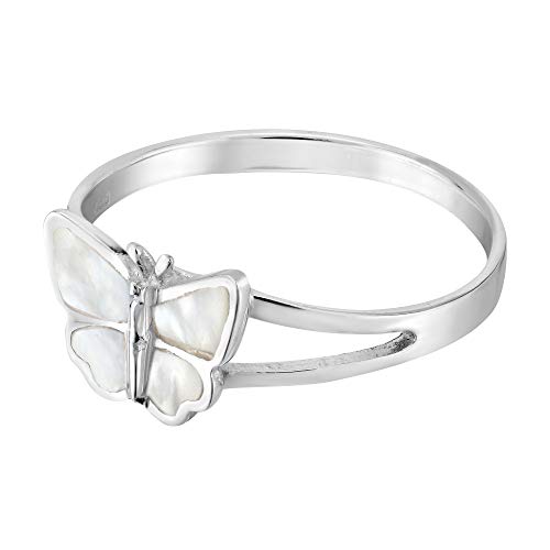 AeraVida Carefree Fluttering Butterfly White Mother of Pearl .925 Sterling Silver Ring | Cute Wedding Rings For Women | Casual Comfort Fit Silver Rings for Women | Butterfly Ring | Gift for Women2
