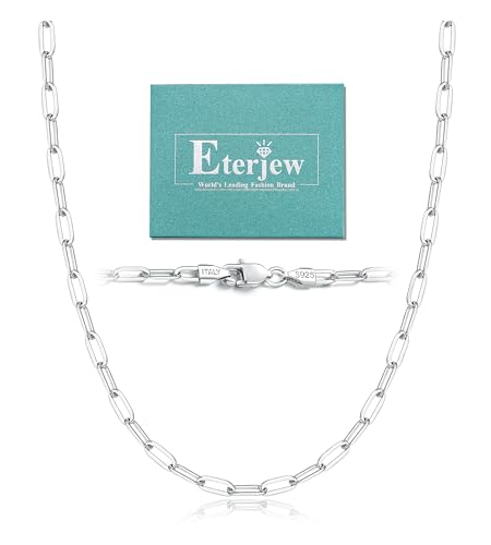 Eterjew 3mm 925 Sterling Silver Paperclip Chain Necklace for Women Womens Paperclip Chain Necklace for Women 18inches