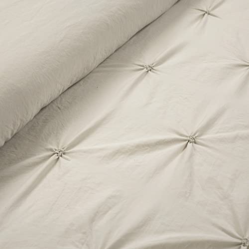Lush Decor Ravello Pintuck Comforter Set Bed In A Bag - 7 Piece Reversible Comforter With Sheet Set - Textured Bedding Set - Traditional & Farmhouse Inspired Bedroom Decor - King, Wheat