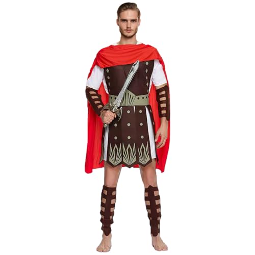 Abaodam Men Ancient Roman Gladiator Costume Soldier Warrior Clothes Greek Outfits Set Halloween Dress Up Party Role Play Cosplay Props