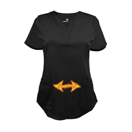 M&M SCRUBS Women's Soft Modern Fit Mock Wrap Scrub Top (Black, XX-Large)