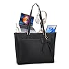RAINSMORE Laptop Tote Bags for Women,15.6 inch Leather Work Bag Women,Waterproof Teacher Bag,Suitable for Work,Business,Travel,University (Black)