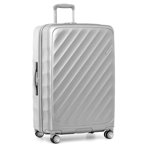 Traveler's Choice Elm Expandable Spinner Luggage Set, Matte Silver, 29