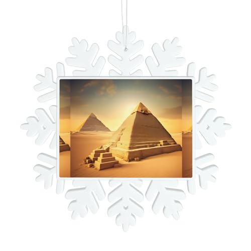 Piramide egiziana nel deserto, decorazione natalizia da appendere alla finestra, per feste di compleanno, decorazione natalizia con fiocco di neve, 14 cm