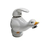 Children's Cute Cartoon Ceramic Duck Faucet Bathroom Sink Faucet Dual-Temperature Control & Gentle Flow with Flexible 23.6' 304 Stainless Steel Hose