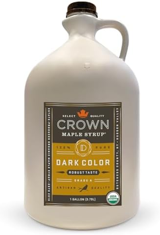 Crown Maple Organic 100% Pure Dark Color Robust Taste Maple Syrup, Flavor Marinades, Cocktails, Pancakes, Squash & Bacon, 128 Fl Oz (1 Gallon)