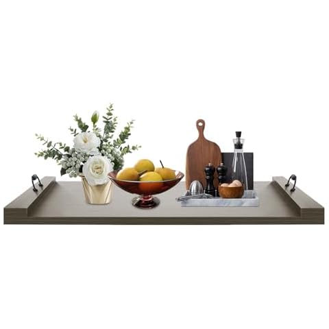 WPORDE Noodle Board Stove Cover with Handles, 30''x22'' Solid Wood Stovetop Cover for Electric Stove, Gas Stove, Wooden Decorative Kitchen Serving Tray for Range Stovetop, Cooktop (Grey) Cover