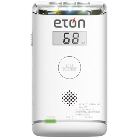 Eton 10-Year Carbon Monoxide Detector, Digital Display, LED Status Indicator, Emergency LED Flashlight, Plug-in with Battery Backup, Energizer Batteries Cover
