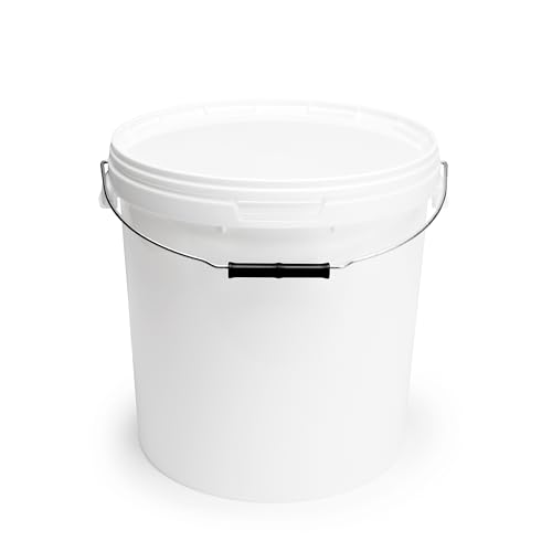 Garronda Secchio di plastica con Coperchio 20 L per la conservazione di Prodotti Alimentari e chimici Contenitore Plastica con Coperchio GD-0116 Bianco 1 Pezzo