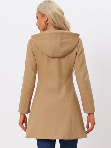 Allegra K Women's Winter Overcoat Mid-thigh Hooded Toggle Duffle Long Coat3