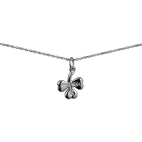 Silver 8x13mm Shamrock Pendant with a 1mm wide rolo Chain 20 inches Cover