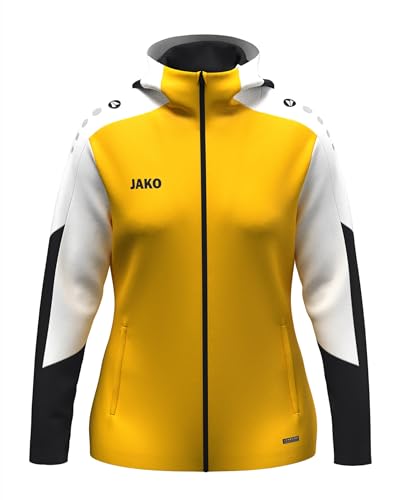 JAKO Damen Kapuzenjacke Dynamic, gelb/weiß/schwarz, XL
