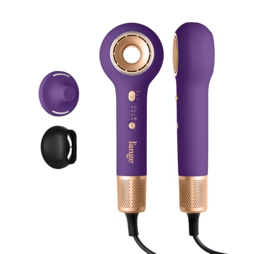 LANGE HAIR Axia HaloRing Ionic Hair Dryer | High Speed Professional Blow Dryer for Smooth Frizz-Free Styles | Lightweight Brushless Motor with Concentrator & Wall Mount | 4 Heat Settings | Purple