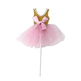 TOYMYTOY Glitter Princess Tutus Dress Cake Toppers - Ballerina Skirt Cupcake Picks for Girls Birthda