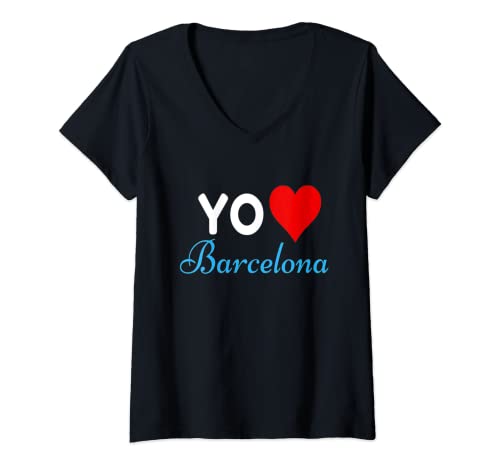 Womens I Love Barcelona City Catalonian Gift Keepsake V-Neck T-Shirt