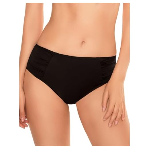 Jamicy Damen Bikini Hose Sexy High Waist Bikinihose Shape Damen Bikini Unterteil High Waist Schwarz Bikini Shorts Damen Classic Bikini Swimsuit Bottom Hohe Taille Slip Damen Badeanzug Bauchweg Shorts 7 Vivisence 3002 Bikinislips Dame Bademode Musterlos Gerafft Hoher Bund Setteil EU, schwarz,42