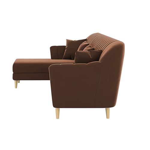Image of Atticus LHS 6 Seater L Shape Sofa Set for Living Room (Brown Fabric) Premium Fabric Sofa Set