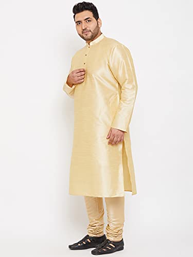 Image of VASTRAMAY Men Plus Size Silk Blend Kurta Pyjama Set | Mandarin Collar Full Sleeve Kurta with Drawstring Pyjama | Festive Ethnic Wear
