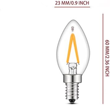 12PACK LED Filament Bulb Candelabra C7 2W LED Filament Candle Bulb, E12 Base, Warm White 2700K, LED Mini Bulb Night Light 20W Equivalent, 110-120VAC (12 Pack, 2 Watt)