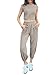 Glamaker Women's Fashion Summer Athletic Sets Two Piece Fall Lounge Matching Set Sport Outfit 2 Piece Workout Sets Light Grey M