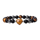 Pulsera de corazón para mujer, pulseras de cuentas de piedra con perlas de piedras preciosas naturales, pulseras de cuentas de cuarzo energético, elástico para regalos de Navidad y San Valentín, talla