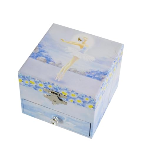 Naqqios Speldosa och smyckeskrin för flickor - Speldosa för flickor, balettspel för ballerina | Smyckeskrin för flickor, utdragbar låda och spegel, låda D