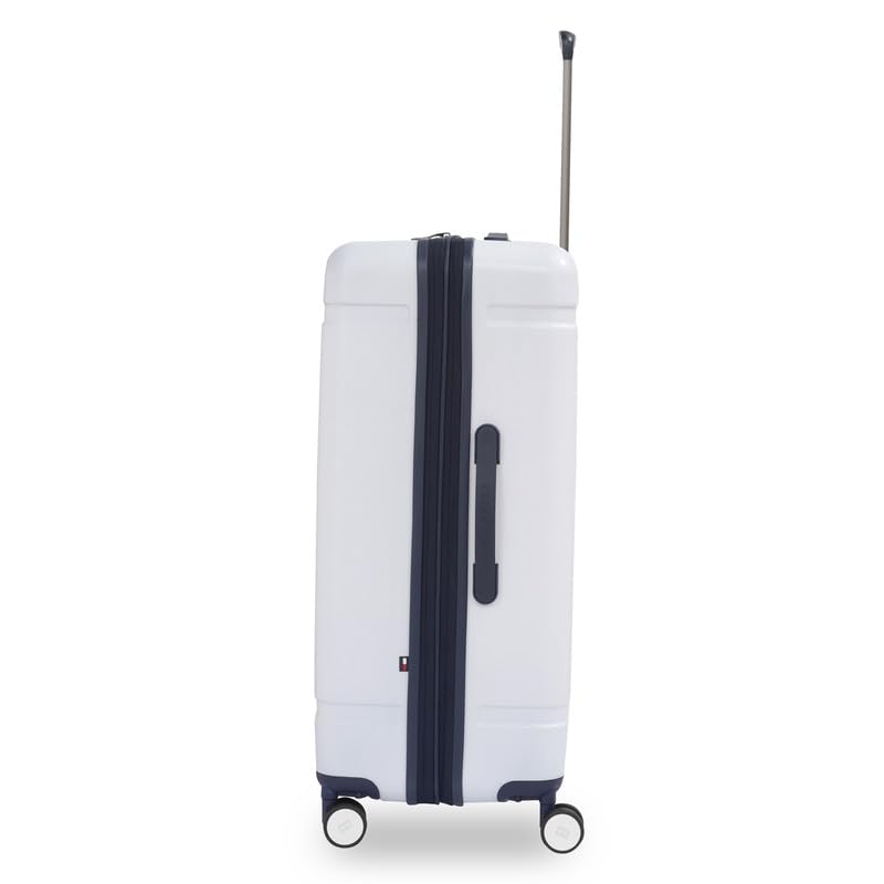 Image of TOMMY HILFIGER Millennia Large Hard Luggage - White |Check-in Trolley Bag with TSA Lock | 360 Spinner Double Wheels | Telescopic Handle | Polycarbonate Hardshell Suitcase | 89L Capacity | 78cm