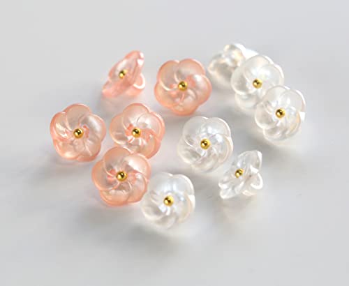 Ganssia Flower Buttons For Sewing 15/32 Inch (11.5Mm) Translucent Blouse Button Craft Scrapbooking White Color Pack Of 30Pcs #TOP2