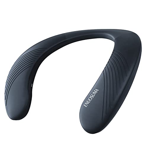 Review Discount Neckband Bluetooth Speaker, ENUOSUMA Portable Wireless Wearable Speaker IPX5 Waterproof, True 3D Stereo Sound Around The Neck Speaker Built-in Mic Bluetooth 5.0, 8H Playtime, Black