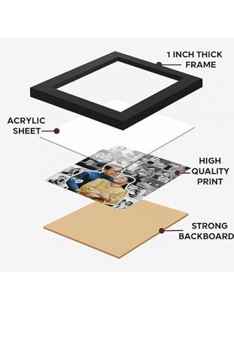Image of AARVI Customized Photo Frame | Personalized Picture Frame with Photo Upload | Anniversary, Birthday & Wedding Gift for Couples & Family | A4 Size Black Wooden Frame